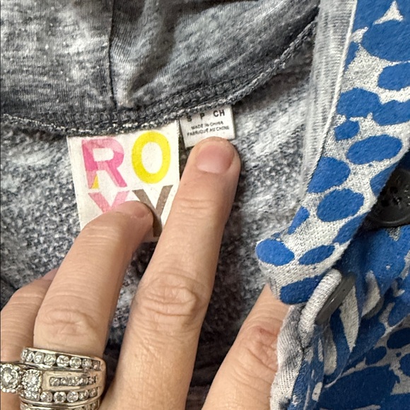 Roxy Blue and Gray Textured Hoodie Y2K - Picture 3 of 4